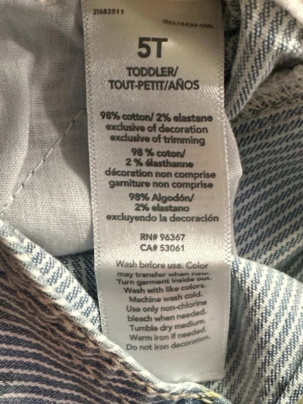 OshKosh B’Gosh Girls Floral Hickory Stripe Overalls Cottagecore Farmgirl Style
